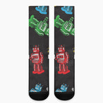 Vintage Robot Pattern Print Crew Socks