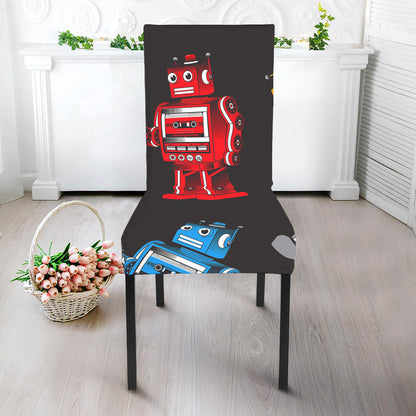 Vintage Robot Pattern Print Dining Chair Slipcover