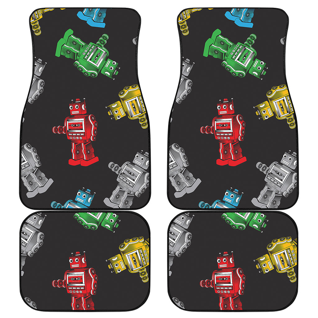 Vintage Robot Pattern Print Front and Back Car Floor Mats