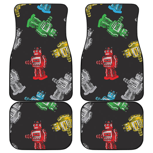 Vintage Robot Pattern Print Front and Back Car Floor Mats