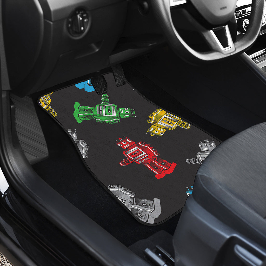 Vintage Robot Pattern Print Front and Back Car Floor Mats