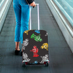 Vintage Robot Pattern Print Luggage Cover