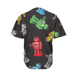 Vintage Robot Pattern Print Men's Baseball Jersey