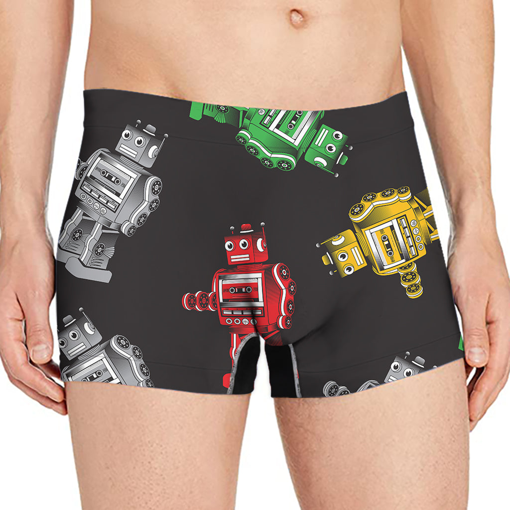 Vintage Robot Pattern Print Men's Boxer Briefs