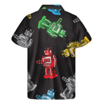 Vintage Robot Pattern Print Men's Short Sleeve Shirt