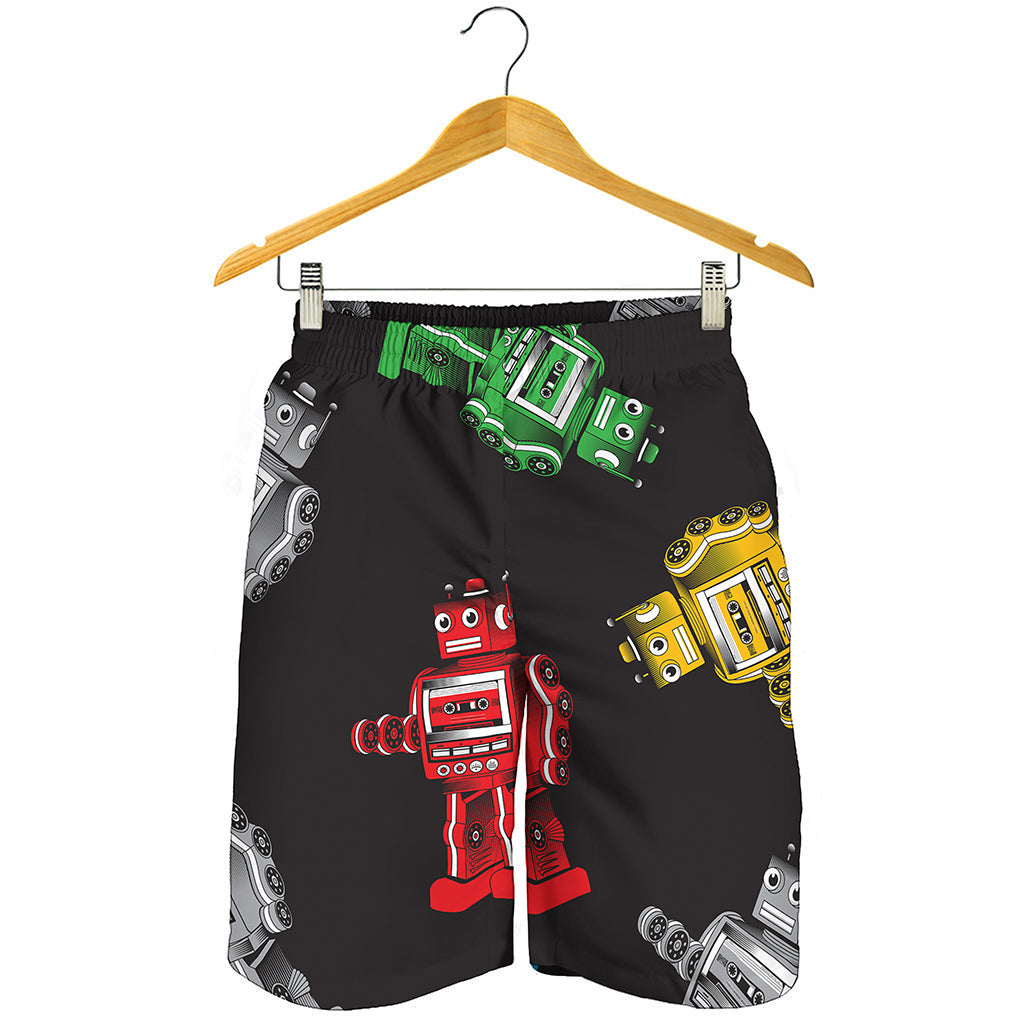 Vintage Robot Pattern Print Men's Shorts