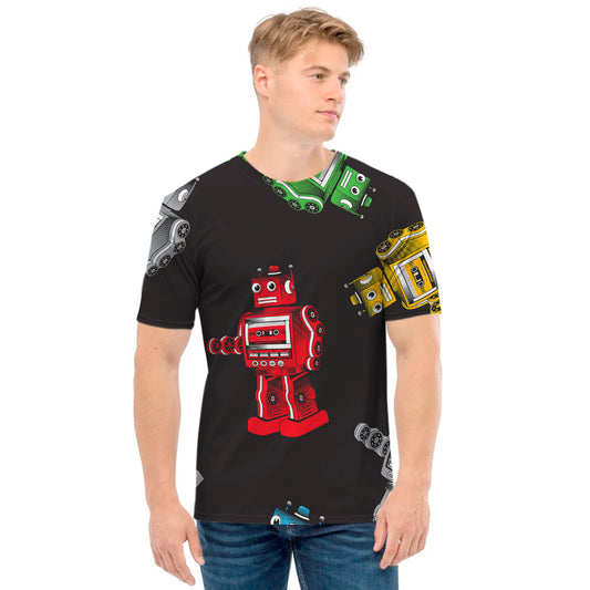 Vintage Robot Pattern Print Men's T-Shirt