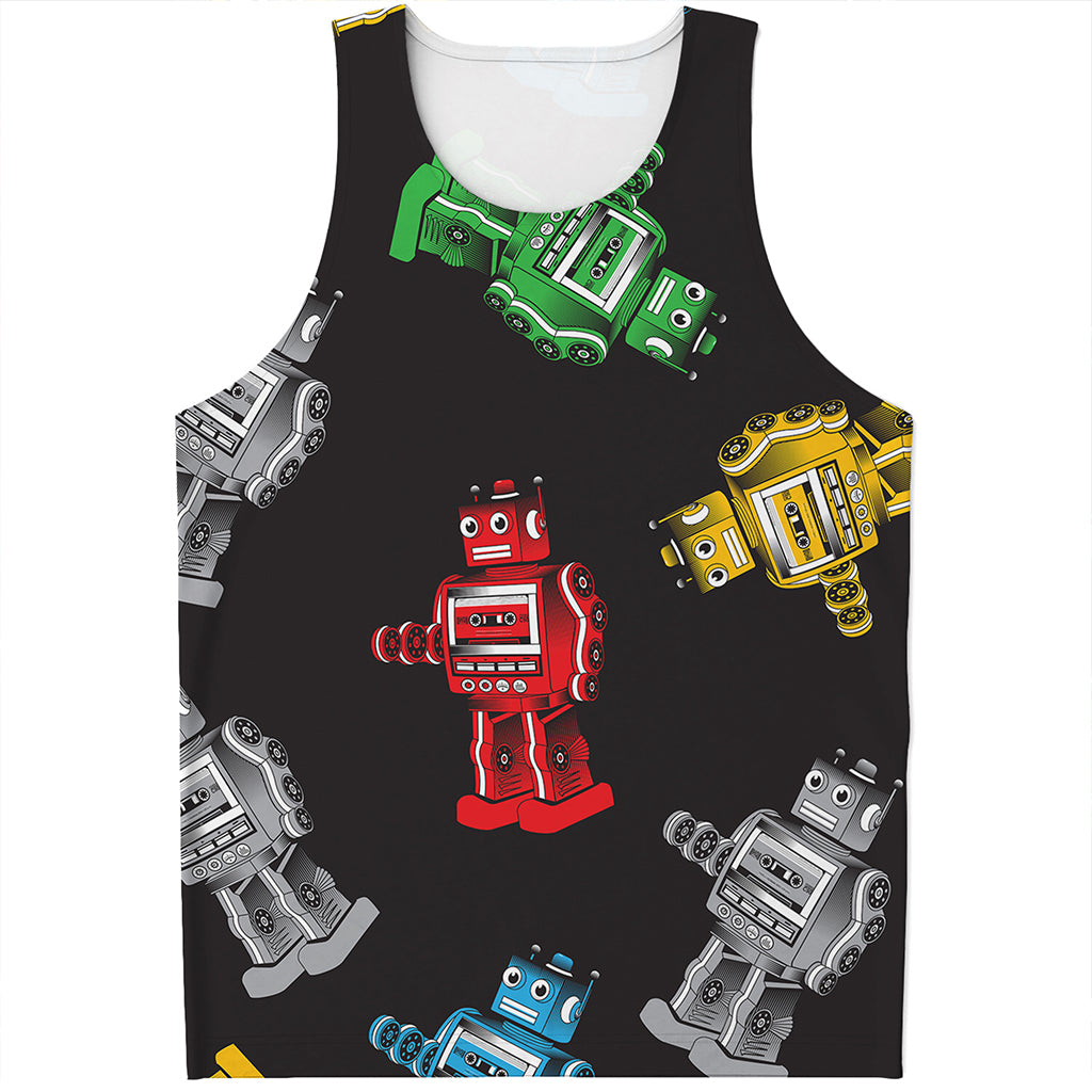 Vintage Robot Pattern Print Men's Tank Top