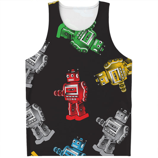 Vintage Robot Pattern Print Men's Tank Top