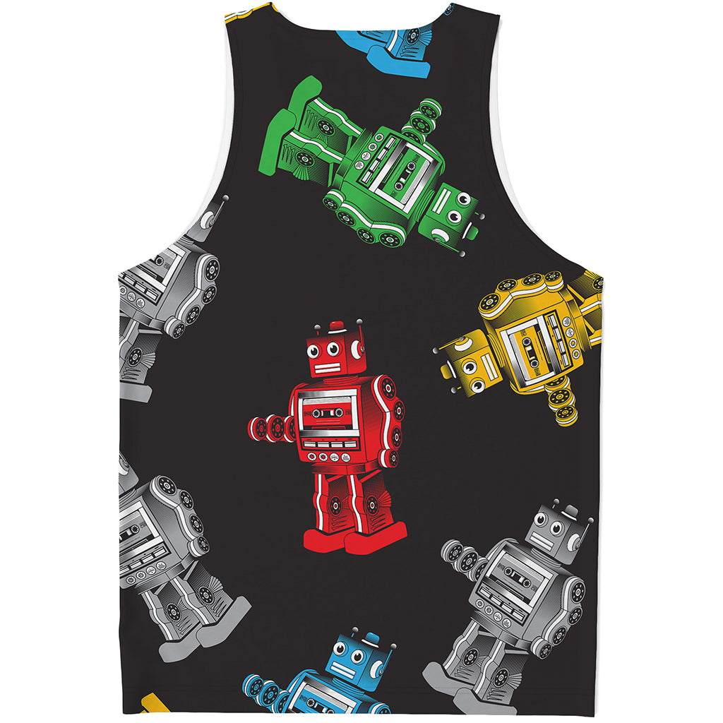 Vintage Robot Pattern Print Men's Tank Top