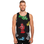 Vintage Robot Pattern Print Men's Tank Top