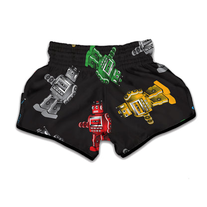 Vintage Robot Pattern Print Muay Thai Boxing Shorts