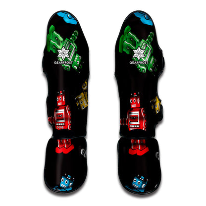 Vintage Robot Pattern Print Muay Thai Shin Guard
