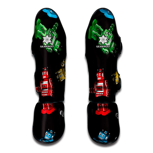 Vintage Robot Pattern Print Muay Thai Shin Guard
