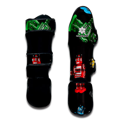 Vintage Robot Pattern Print Muay Thai Shin Guard