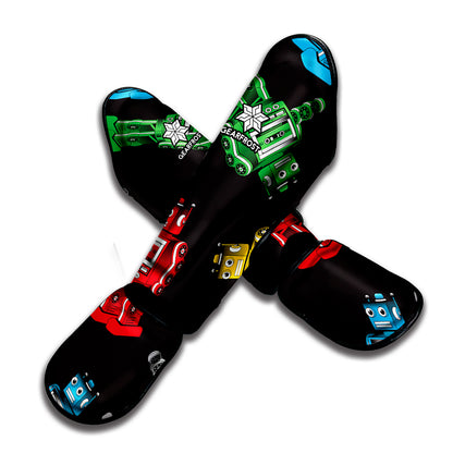 Vintage Robot Pattern Print Muay Thai Shin Guard