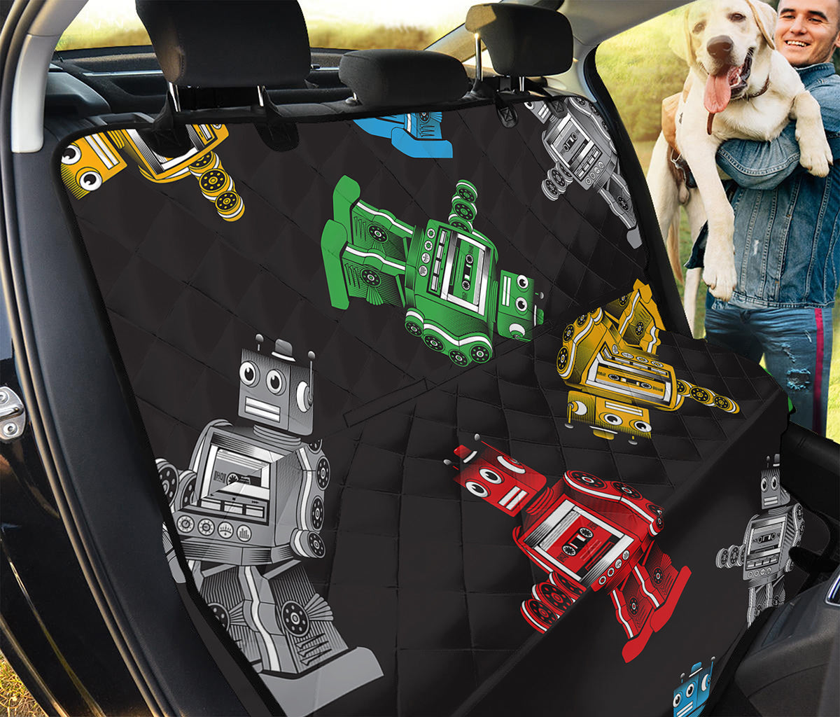 Vintage Robot Pattern Print Pet Car Back Seat Cover