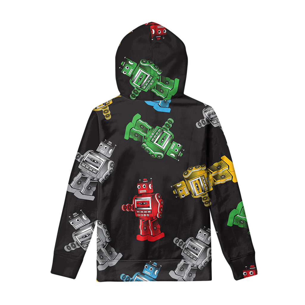 Vintage Robot Pattern Print Pullover Hoodie