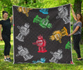 Vintage Robot Pattern Print Quilt