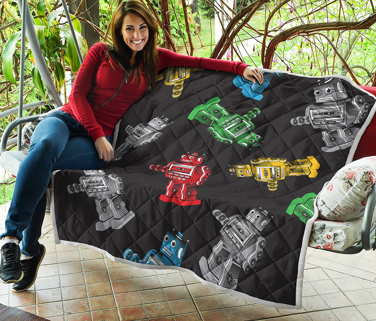Vintage Robot Pattern Print Quilt