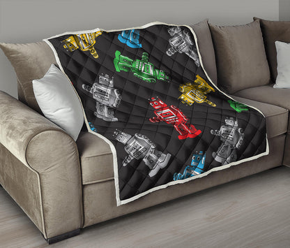 Vintage Robot Pattern Print Quilt