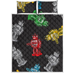Vintage Robot Pattern Print Quilt Bed Set