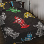 Vintage Robot Pattern Print Quilt Bed Set