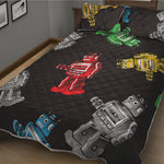 Vintage Robot Pattern Print Quilt Bed Set