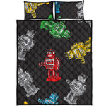 Vintage Robot Pattern Print Quilt Bed Set