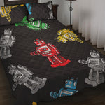 Vintage Robot Pattern Print Quilt Bed Set