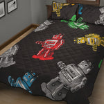 Vintage Robot Pattern Print Quilt Bed Set