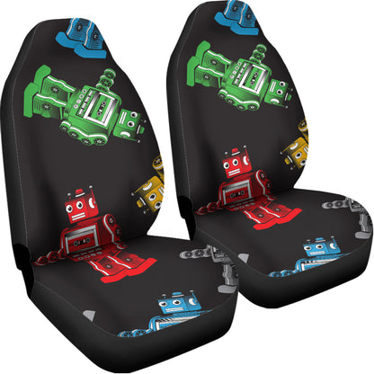 Vintage Robot Pattern Print Universal Fit Car Seat Covers