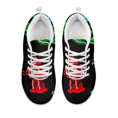 Vintage Robot Pattern Print White Sneakers
