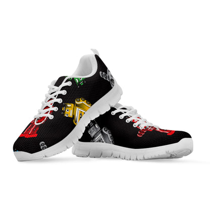 Vintage Robot Pattern Print White Sneakers
