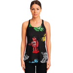 Vintage Robot Pattern Print Women's Racerback Tank Top