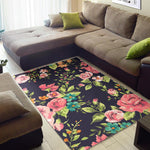 Vintage Rose Floral Flower Pattern Print Area Rug GearFrost