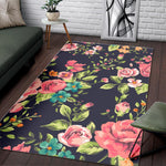 Vintage Rose Floral Flower Pattern Print Area Rug GearFrost