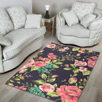Vintage Rose Floral Flower Pattern Print Area Rug GearFrost