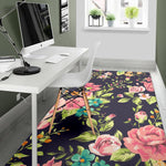 Vintage Rose Floral Flower Pattern Print Area Rug GearFrost