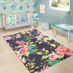 Vintage Rose Floral Flower Pattern Print Area Rug GearFrost