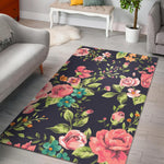 Vintage Rose Floral Flower Pattern Print Area Rug GearFrost