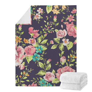 Vintage Rose Floral Flower Pattern Print Blanket