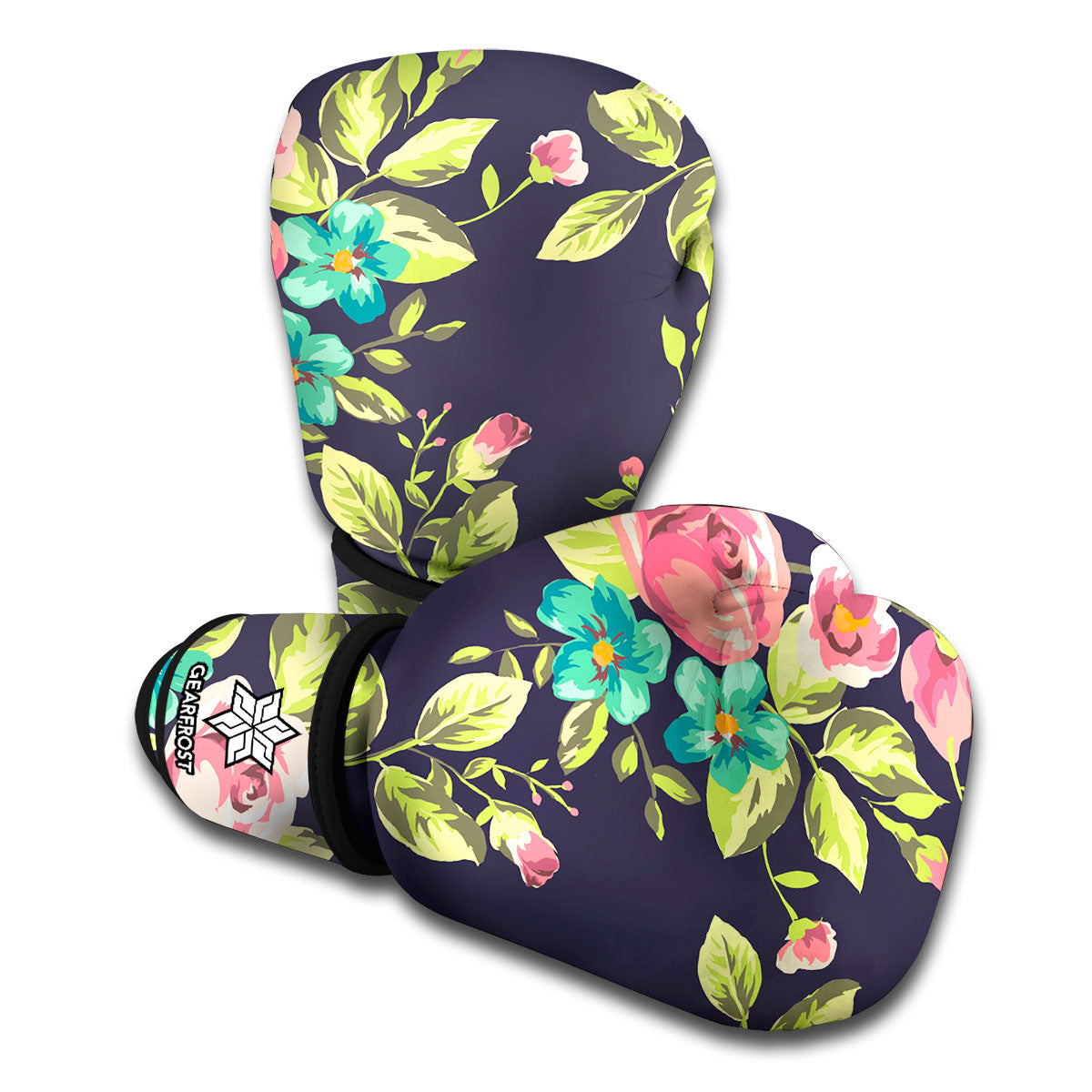 Vintage Rose Floral Flower Pattern Print Boxing Gloves