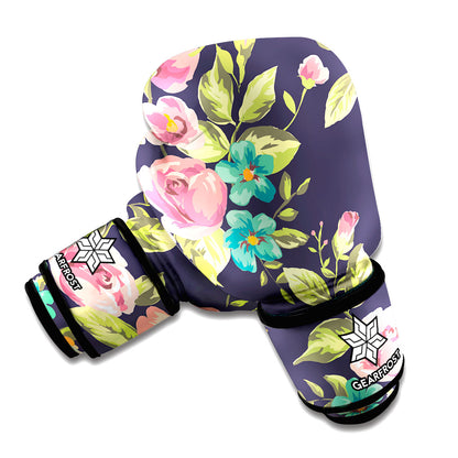 Vintage Rose Floral Flower Pattern Print Boxing Gloves
