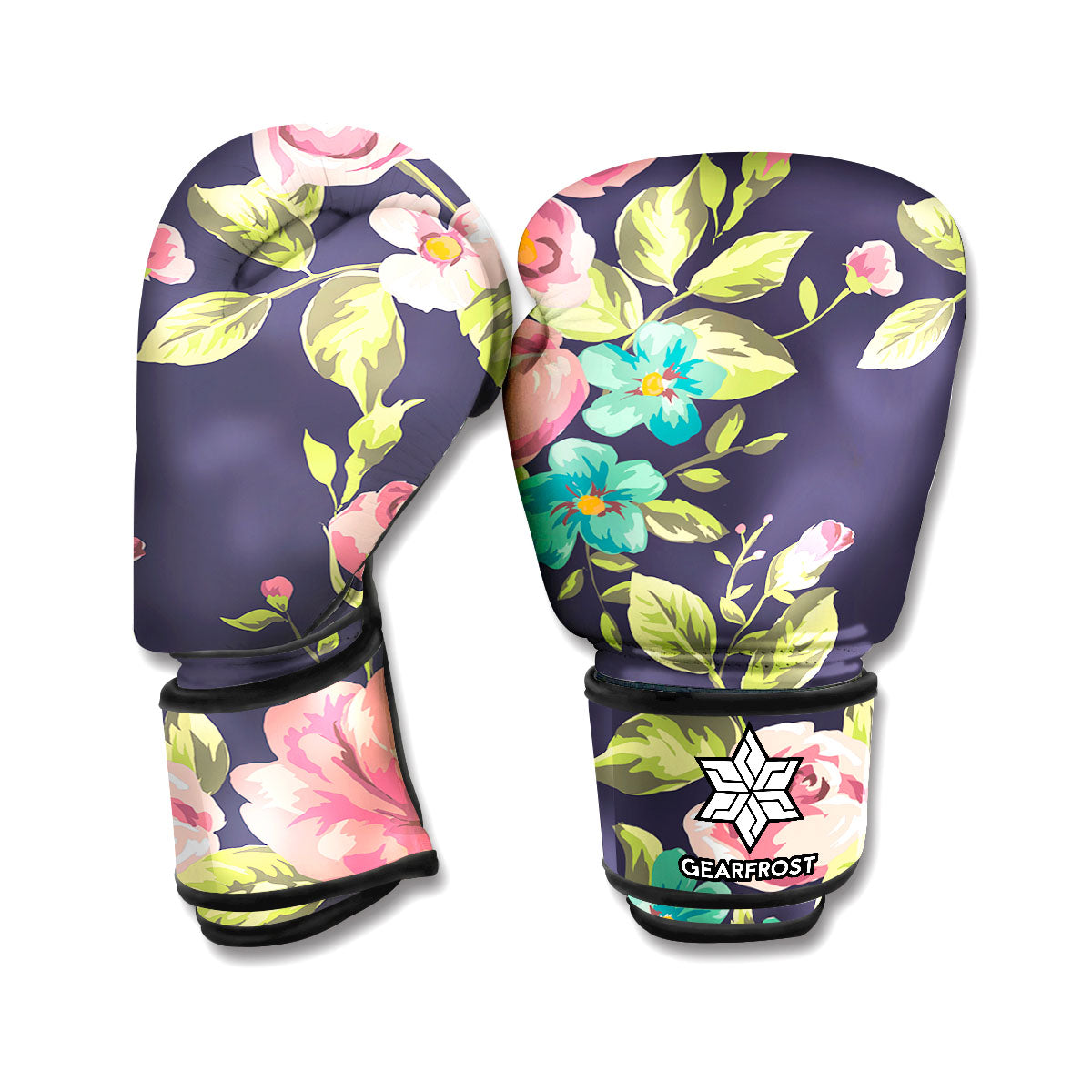 Vintage Rose Floral Flower Pattern Print Boxing Gloves