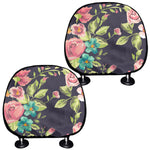Vintage Rose Floral Flower Pattern Print Car Headrest Covers