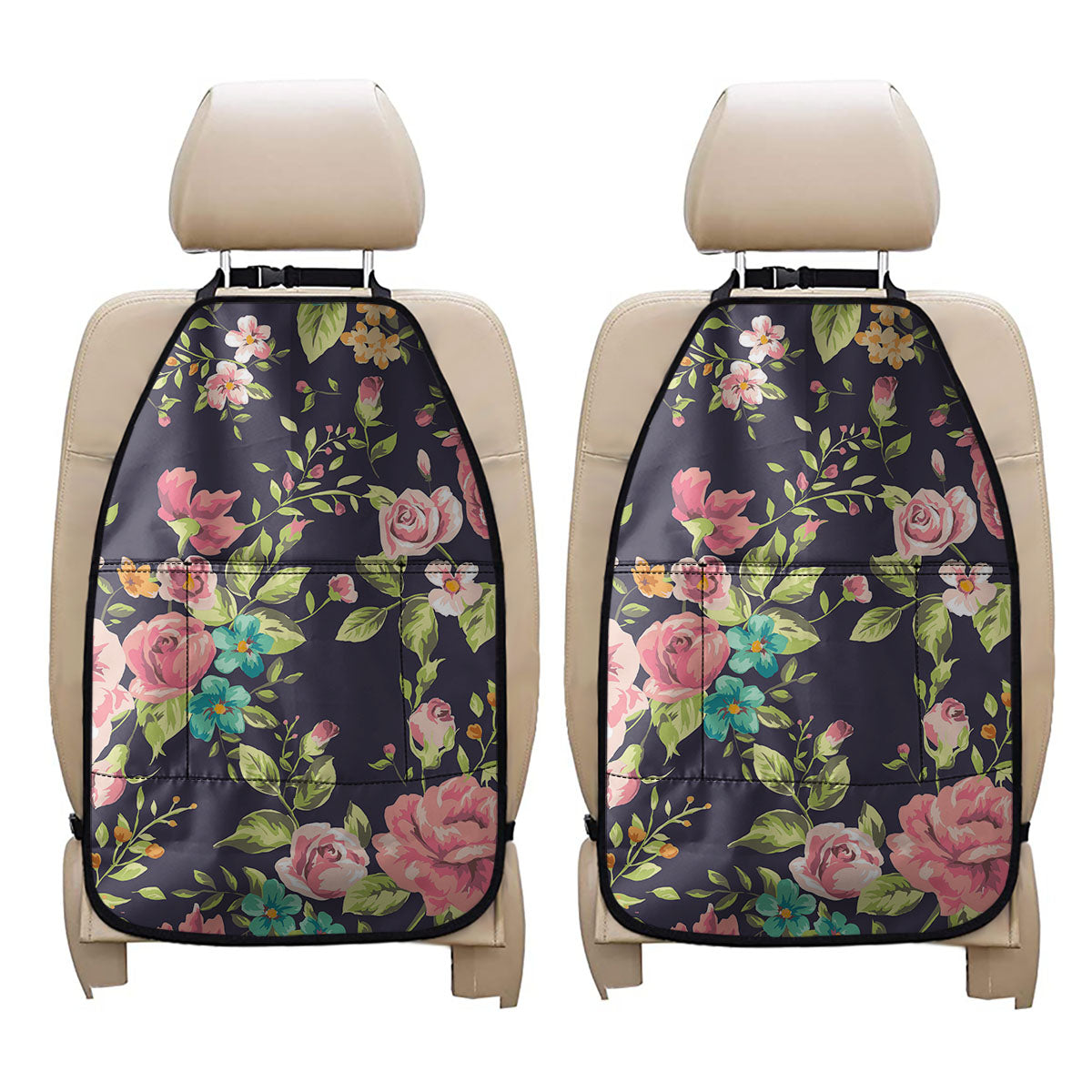 Vintage Rose Floral Flower Pattern Print Car Seat Organizers