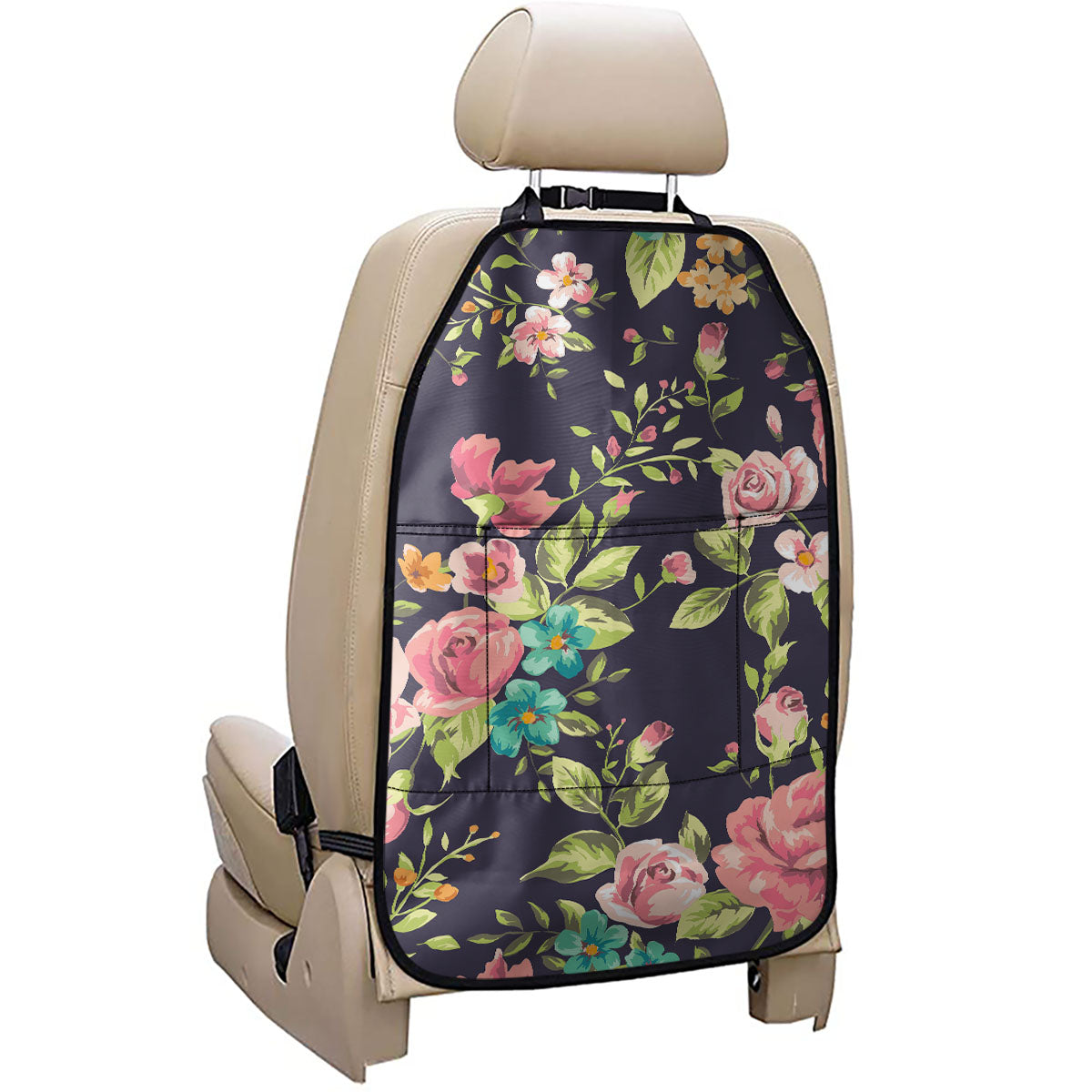 Vintage Rose Floral Flower Pattern Print Car Seat Organizers
