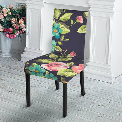 Vintage Rose Floral Flower Pattern Print Dining Chair Slipcover