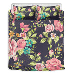 Vintage Rose Floral Flower Pattern Print Duvet Cover Bedding Set